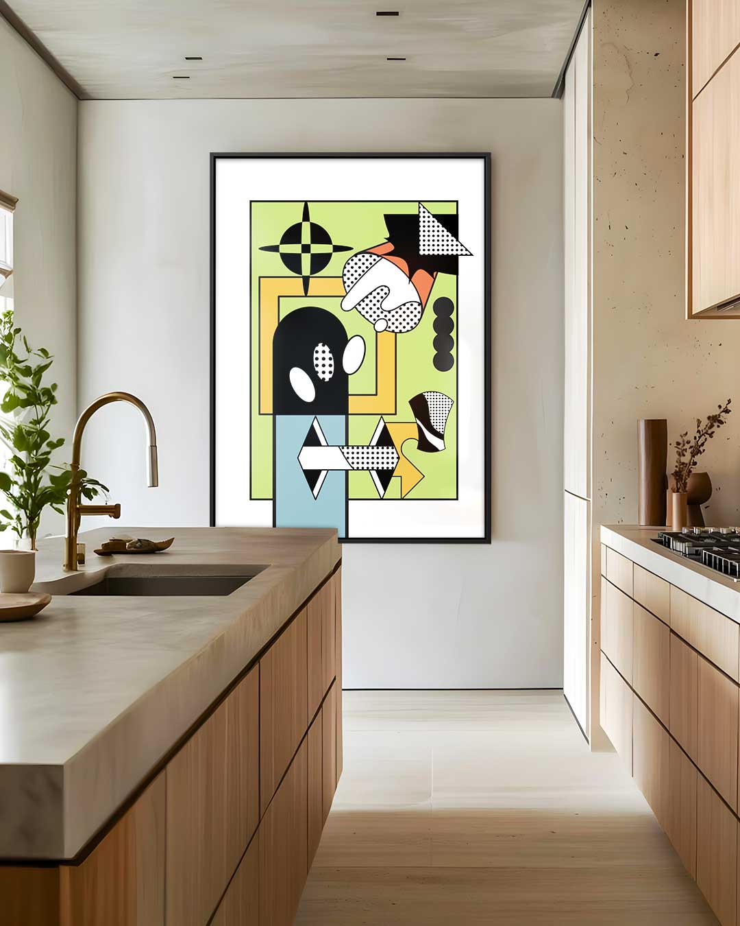 Abstracte Geometrische Compositie Kunstwerk-canvas-dibond-plexiglas-wanddecoratie-WallArtistic