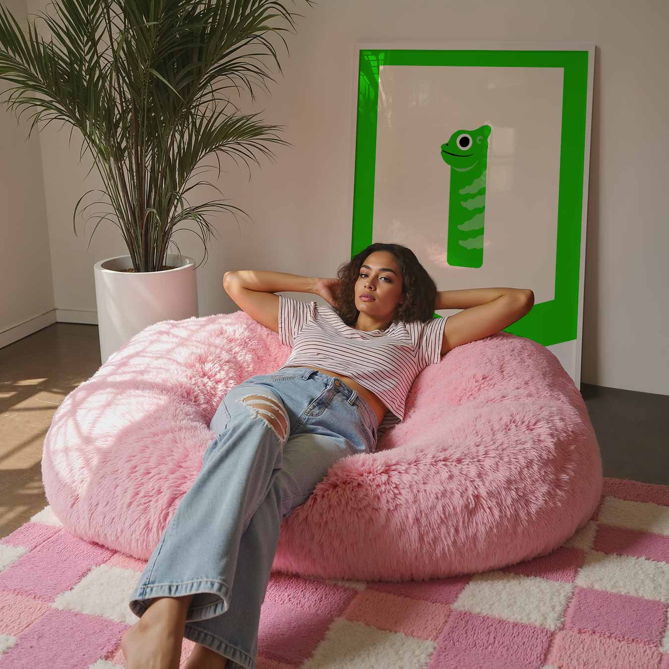 Vrolijke Kameleon Kunstposter