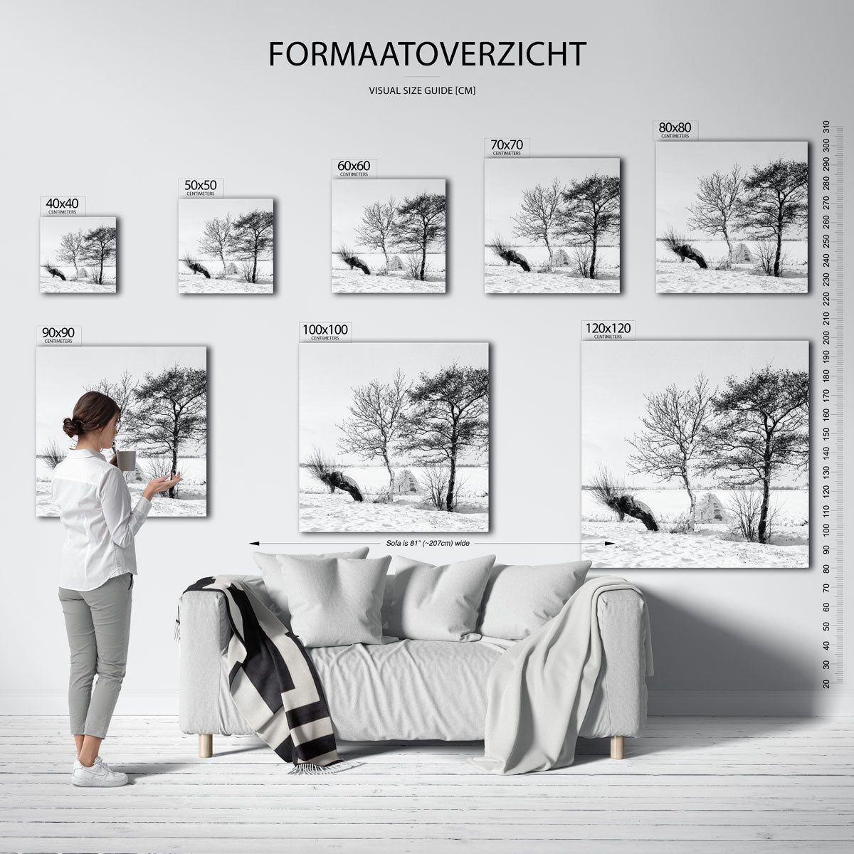 Winterlandschap met bomen Kunstwerk