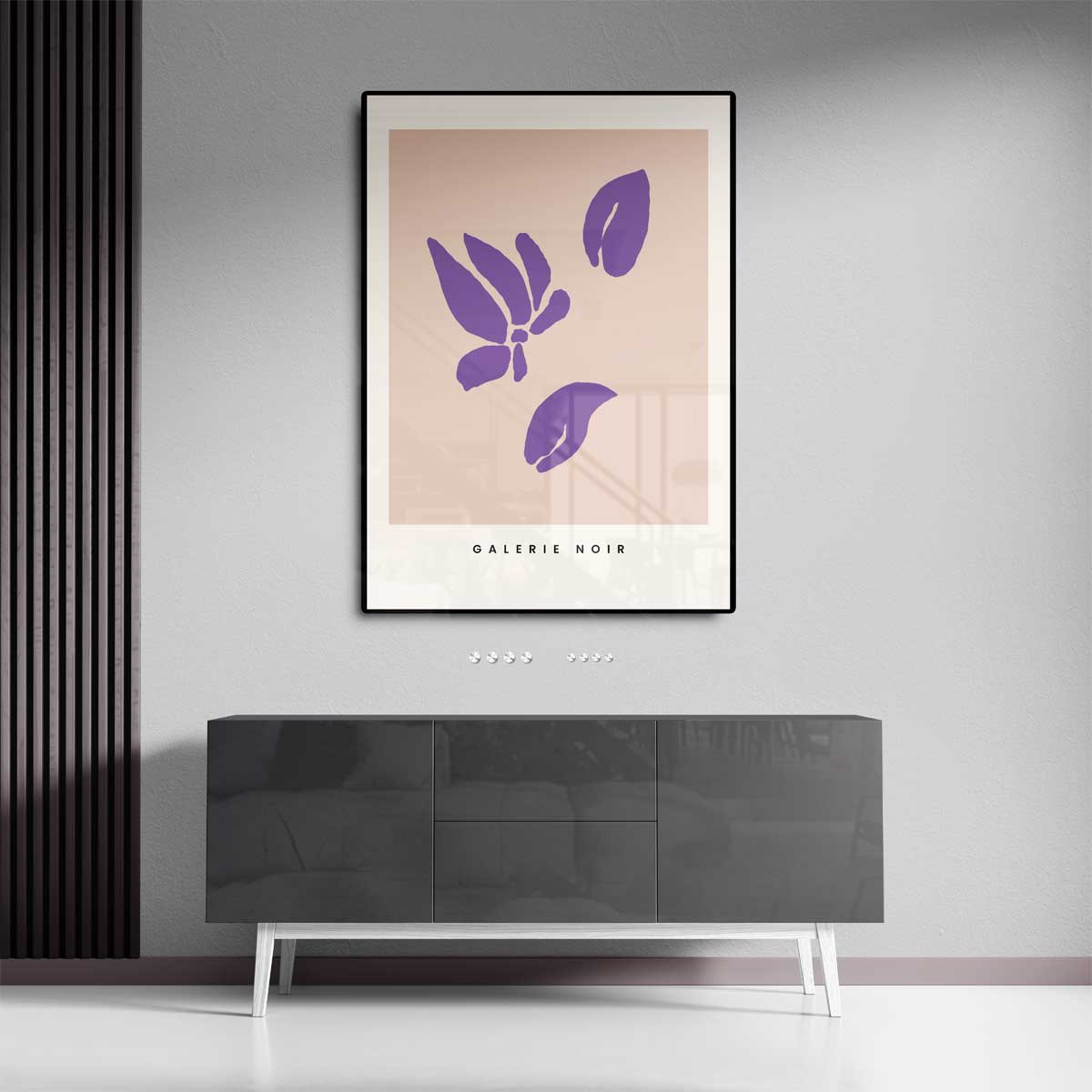 Paarse Bladmotieven op Zachte Achergrond Kunstwerk-canvas-dibond-plexiglas-wanddecoratie-WallArtistic