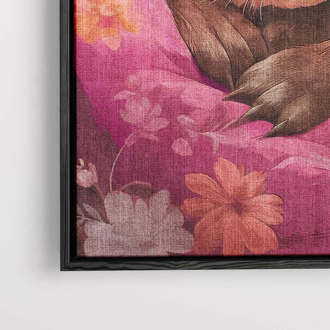 Dromerige Otter in Bloemen Kunstwerk-canvas-dibond-plexiglas-wanddecoratie-WallArtistic