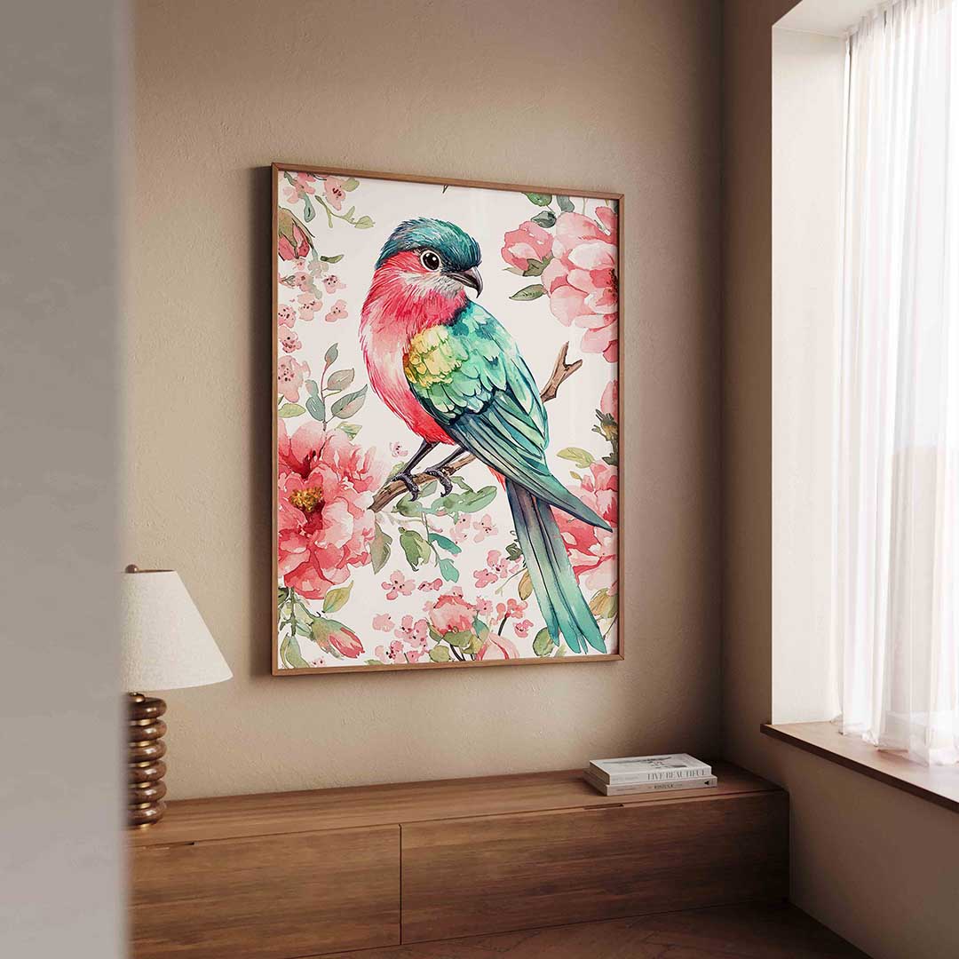 Vogels en bloemen Poster