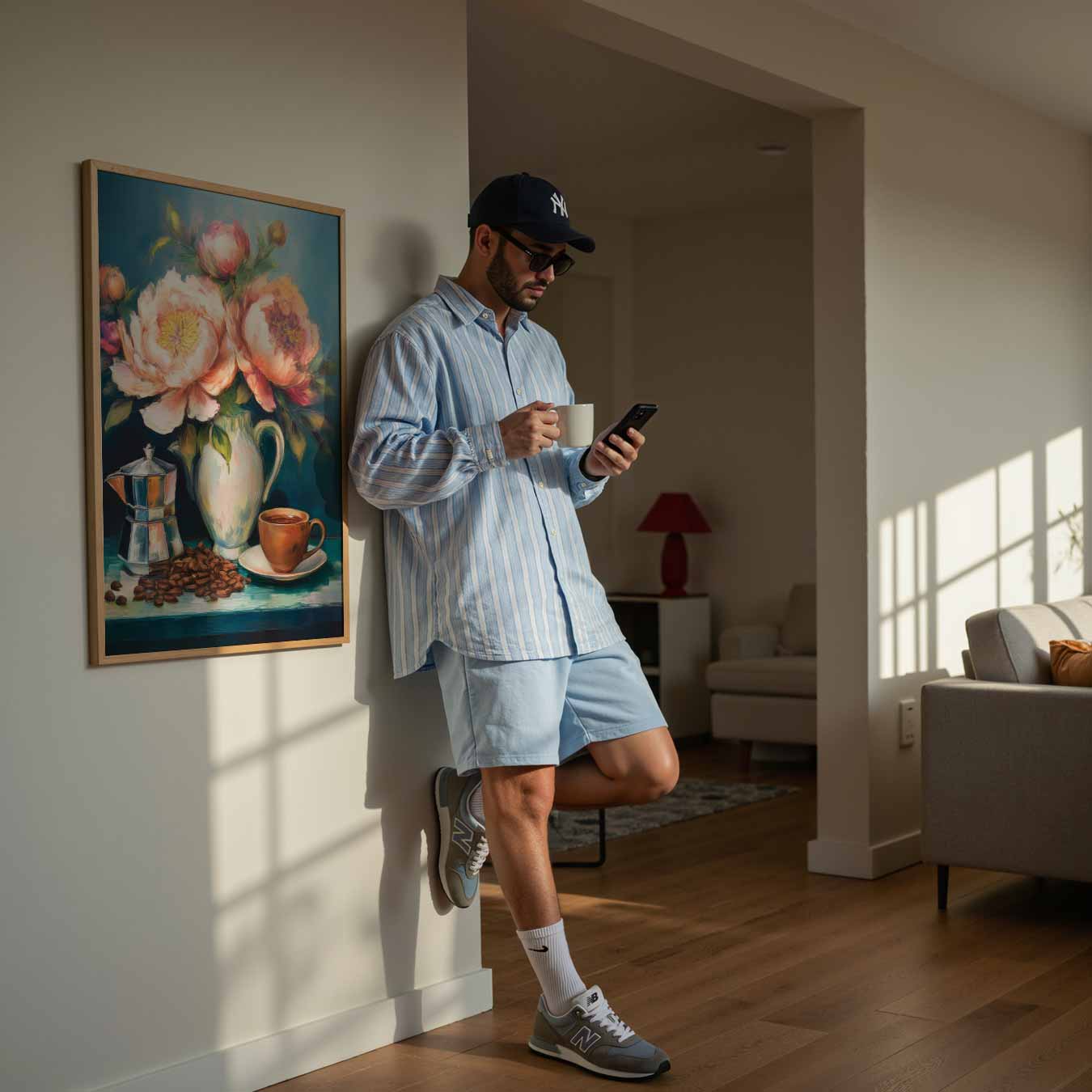 Koffie en Bloemen Poster-WallArtistic