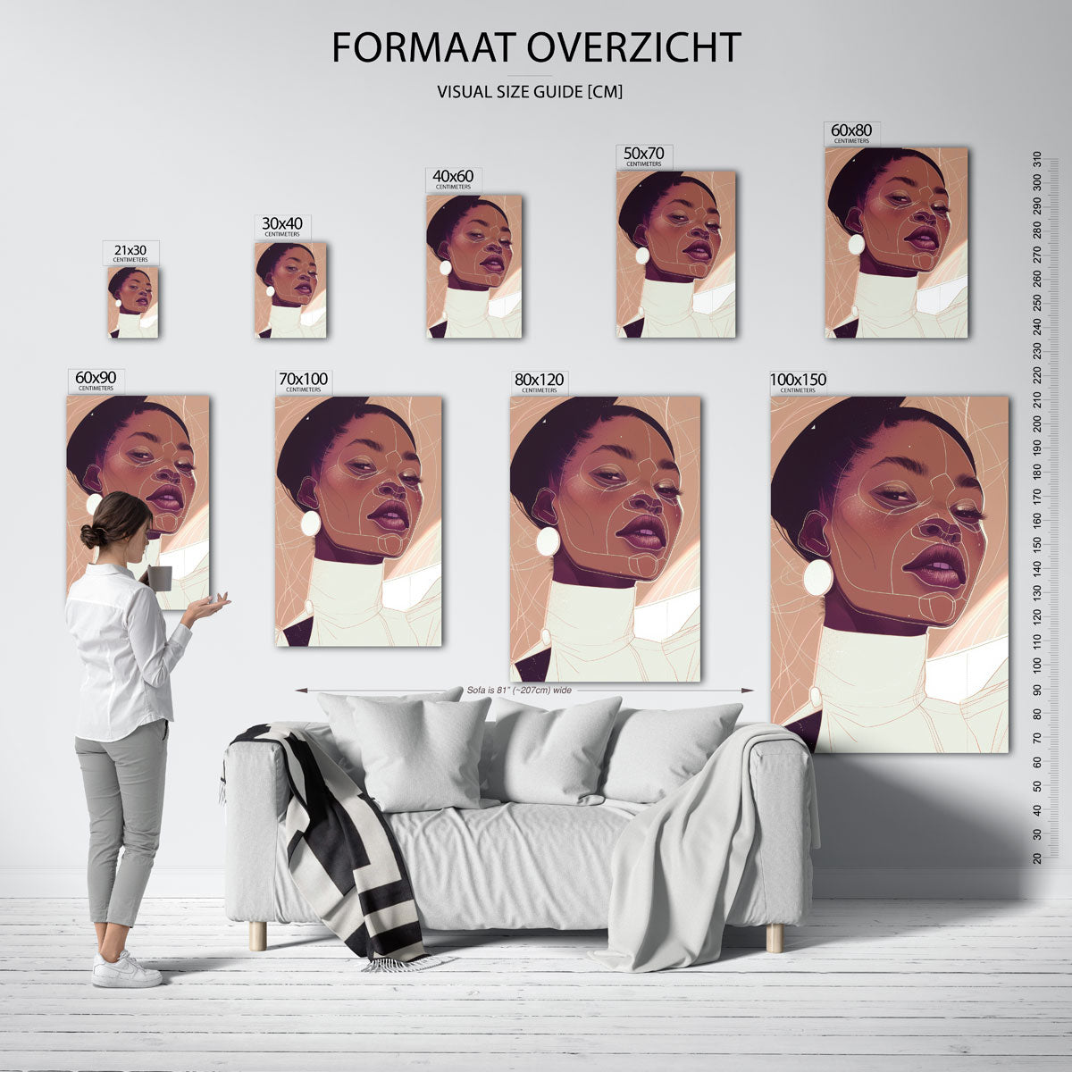 Portret met lijnen Poster