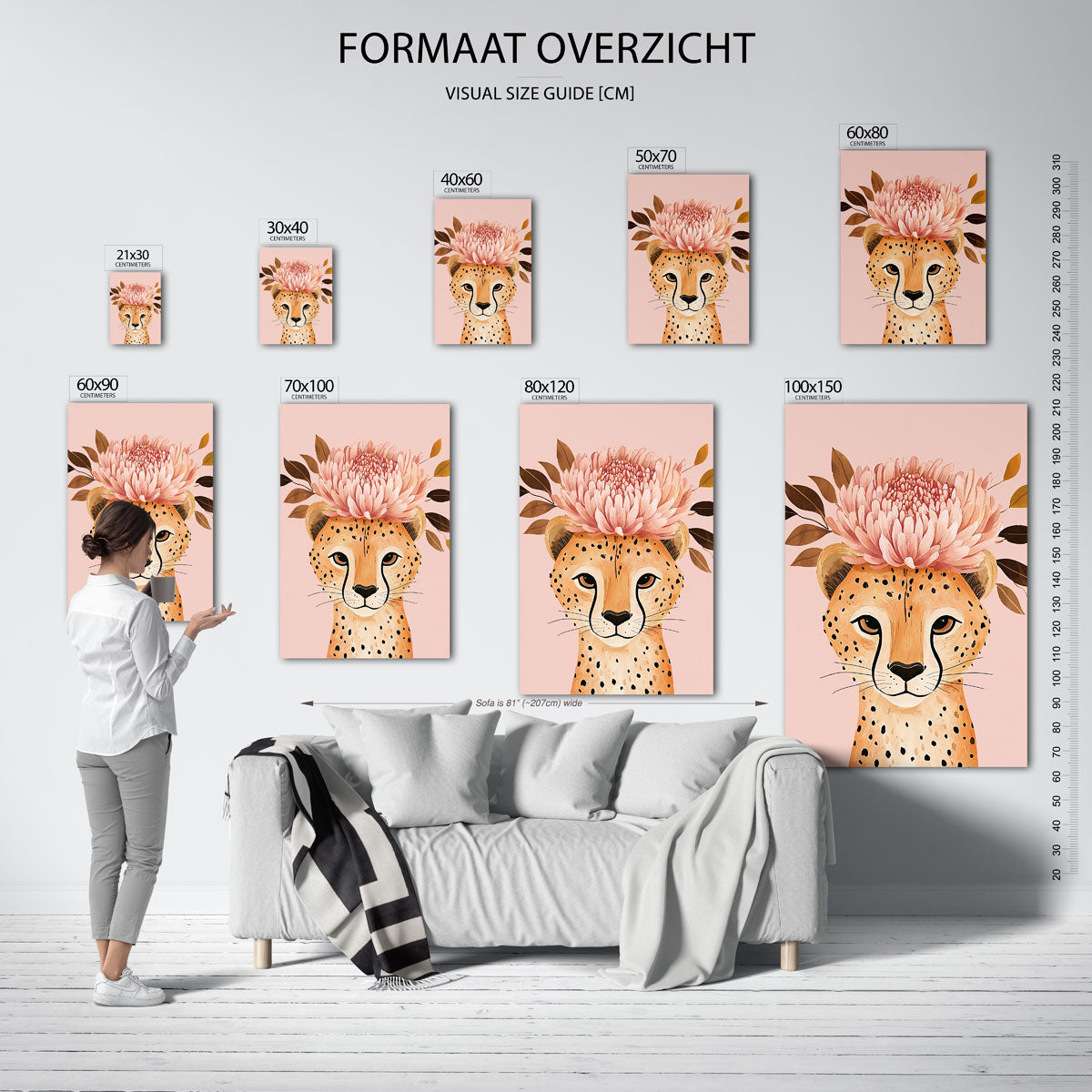 Cheetah met bloemen Poster