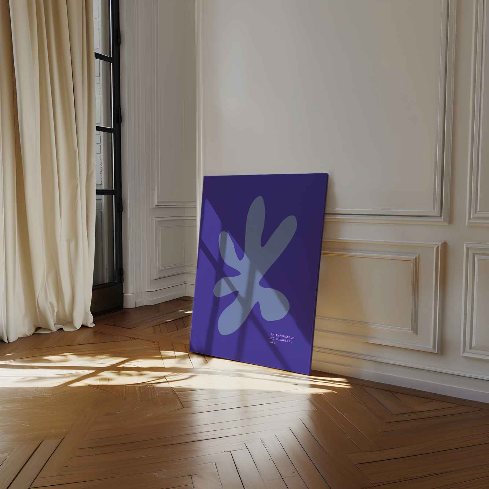 Blauwe Botanische Vormen Kunstwerk-canvas-dibond-plexiglas-wanddecoratie-WallArtistic