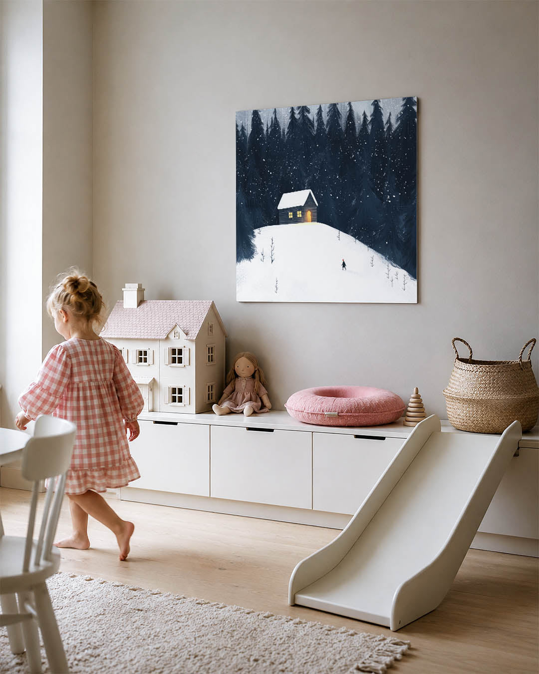 Winterlandschap met huis Kunstwerk