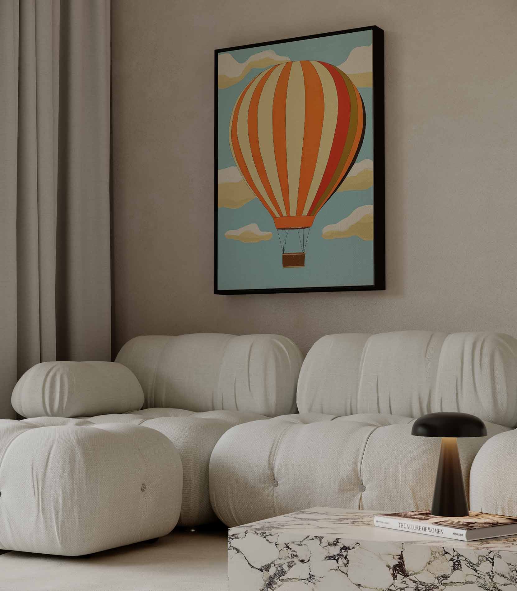 Vrolijke Luchtballon Kunstwerk-canvas-dibond-plexiglas-wanddecoratie-WallArtistic