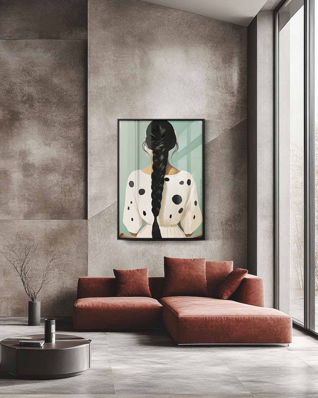 Meisje in Gepunte Jurk Kunstwerk-canvas-dibond-plexiglas-wanddecoratie-WallArtistic