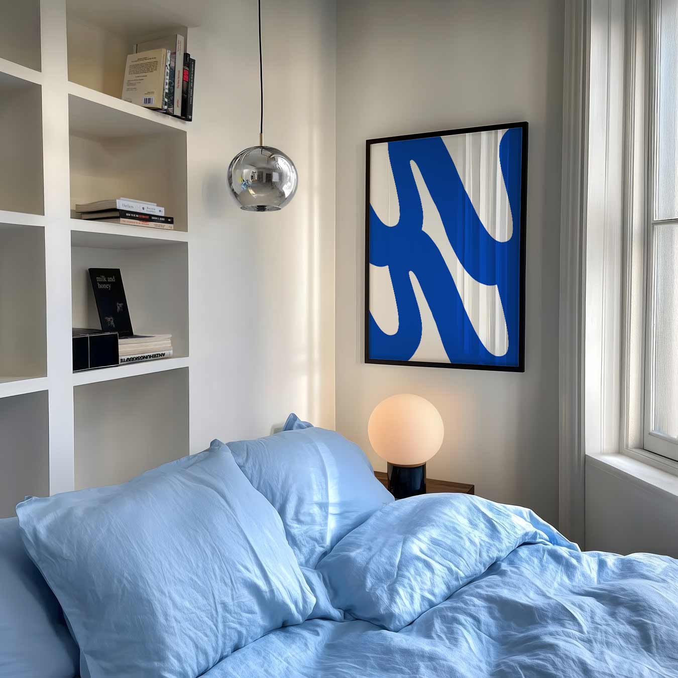 Abstracte Blauwe Golf Poster-WallArtistic