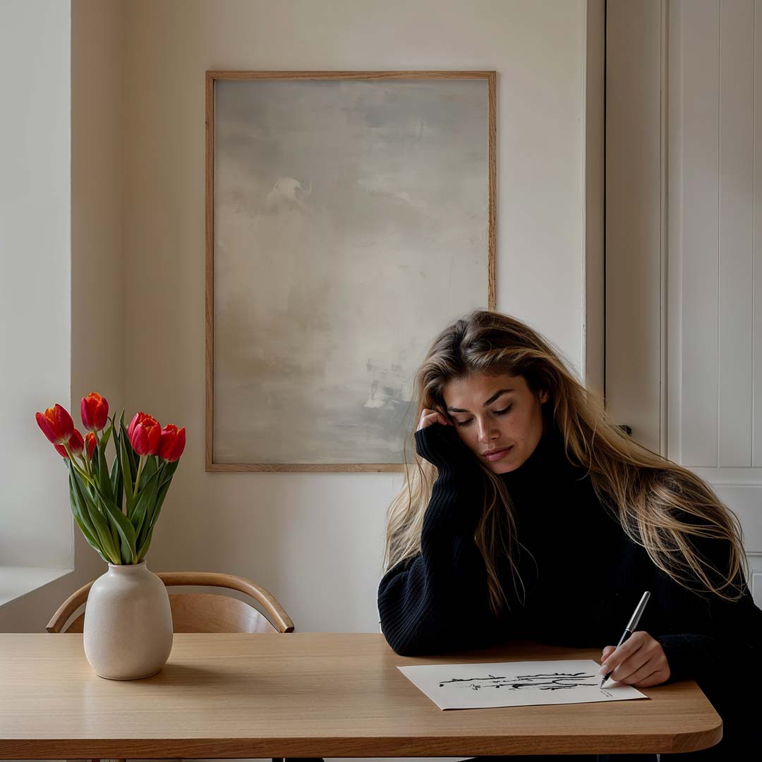 Elegante Neutrale Abstracte Poster-WallArtistic