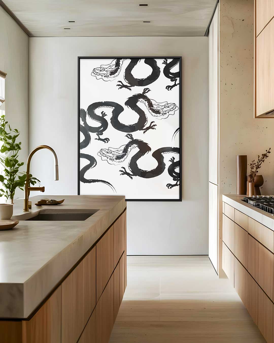 Dynamisch Drakenpatroon Kunstwerk-canvas-dibond-plexiglas-wanddecoratie-WallArtistic