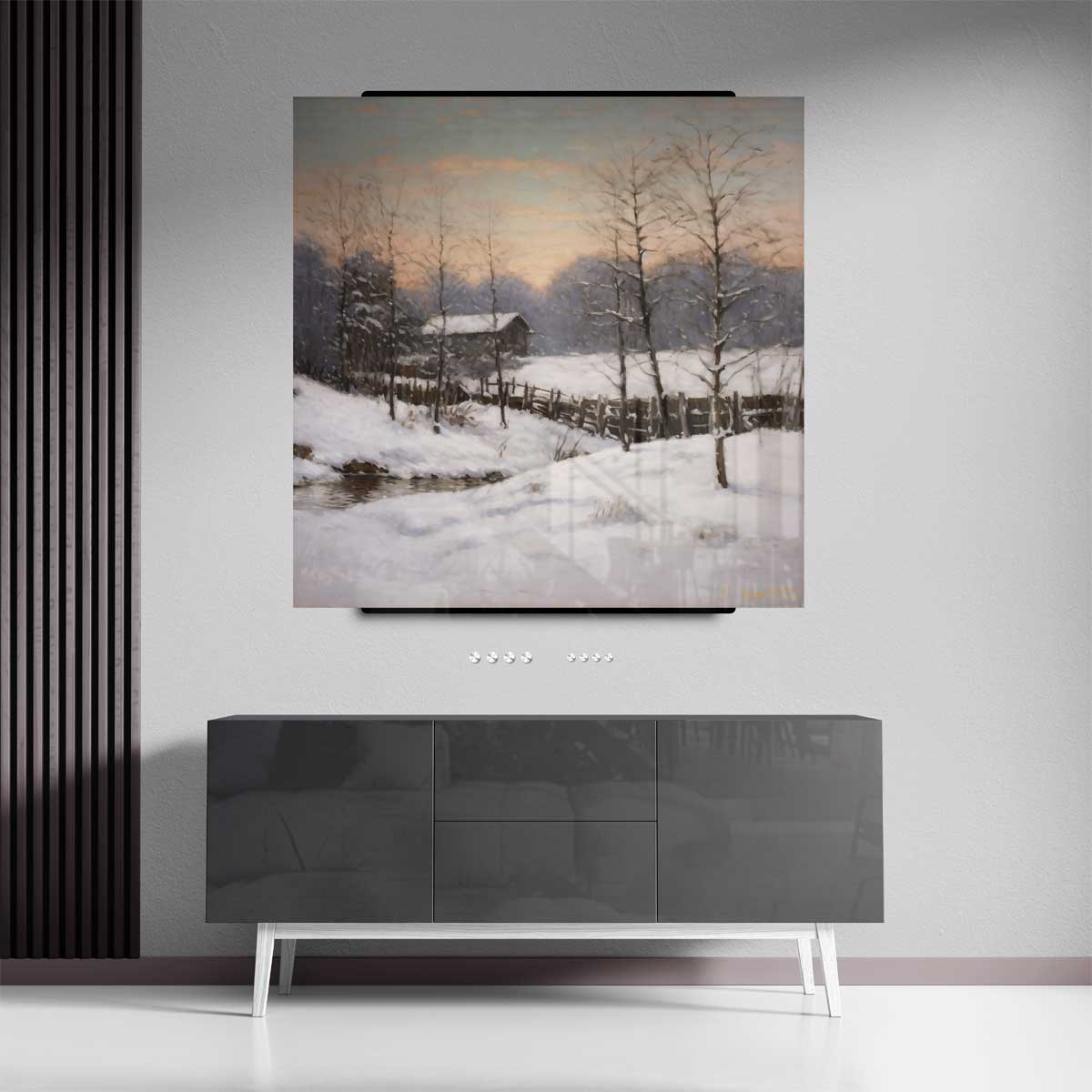 Winterlandschap bij Zonsopgang Kunstwerk-canvas-dibond-plexiglas-wanddecoratie-WallArtistic