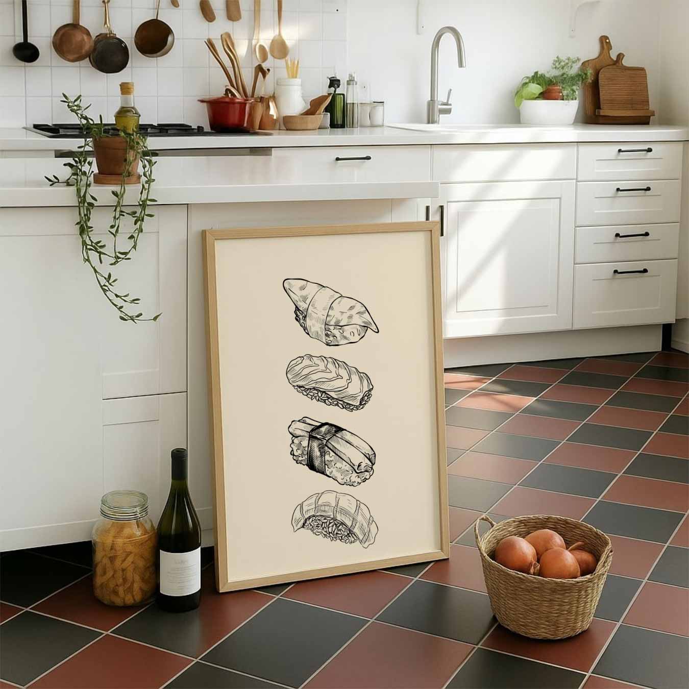 Sierlijke Sushi Illustratie Poster-WallArtistic