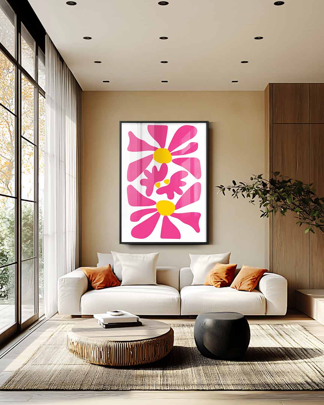 Vrolijke Bloemexplosie Kunstwerk-canvas-dibond-plexiglas-wanddecoratie-WallArtistic