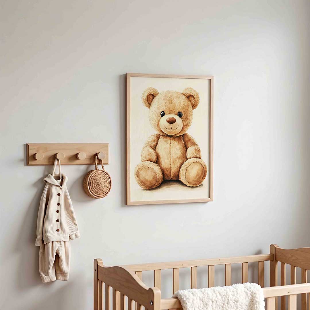 Zittende teddybeer Poster