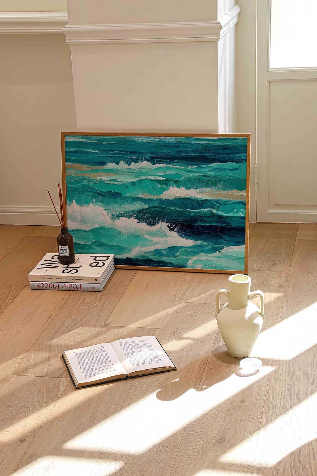 Golven in blauw Poster
