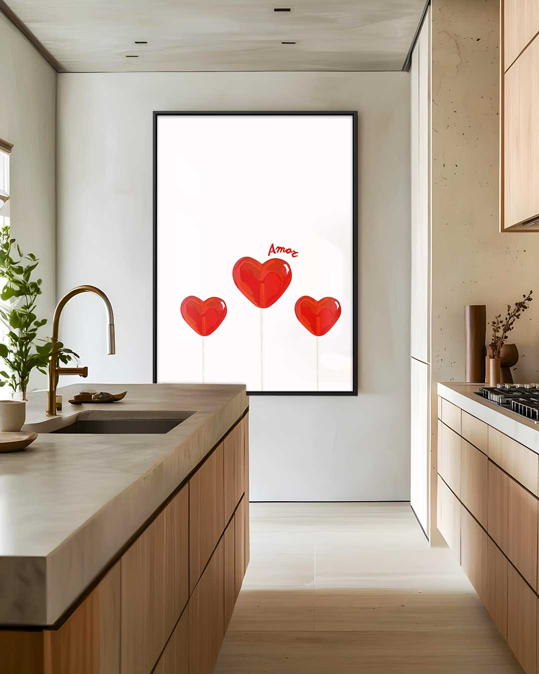 Hartvormige Lollys met Amor Touch Kunstwerk-canvas-dibond-plexiglas-wanddecoratie-WallArtistic