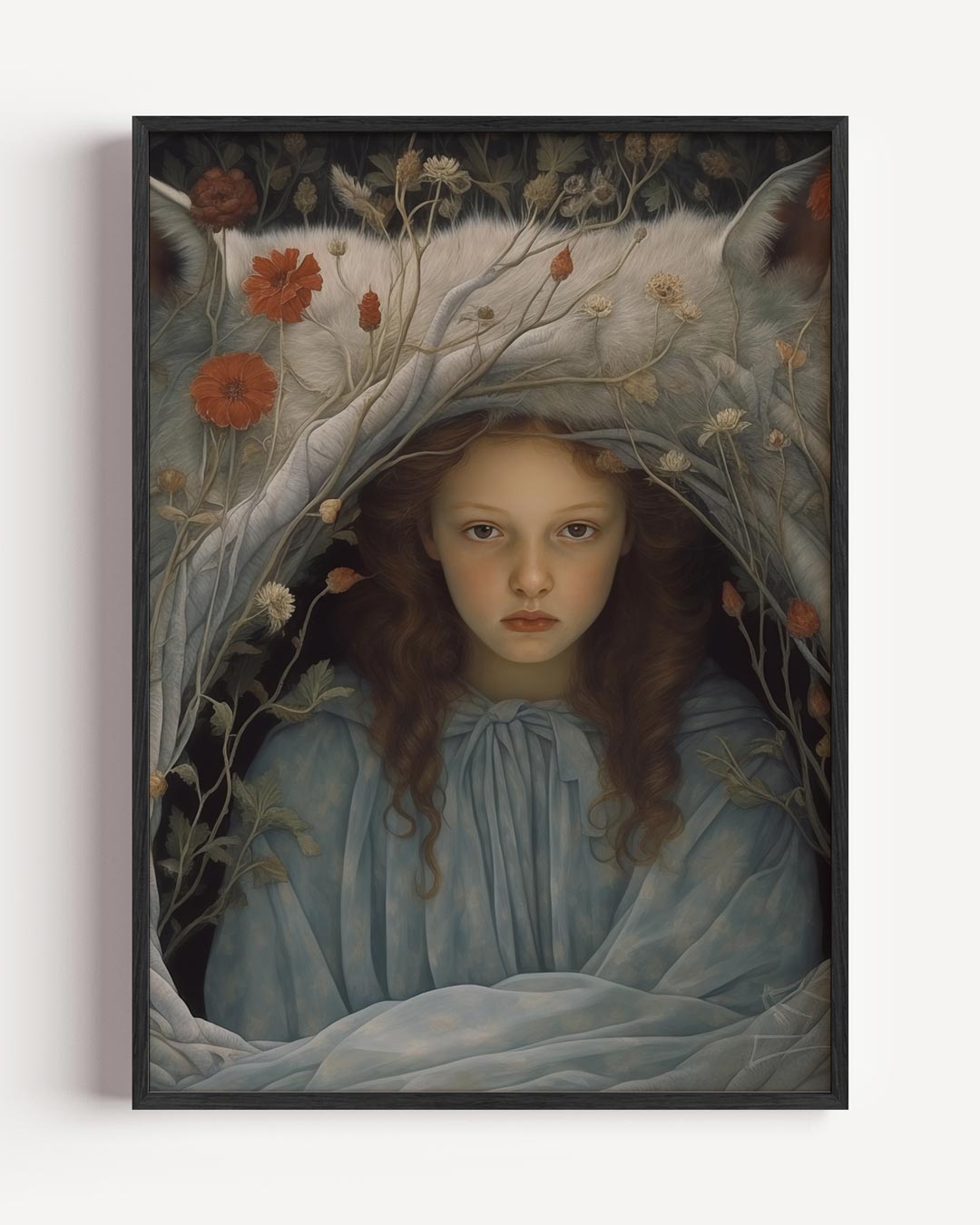 Dromerige Bloemenmeisje Poster-WallArtistic