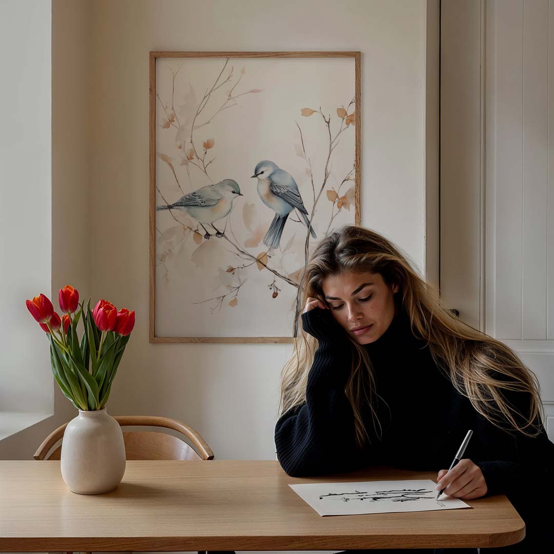 Vogels op een Herfsttak Poster-WallArtistic