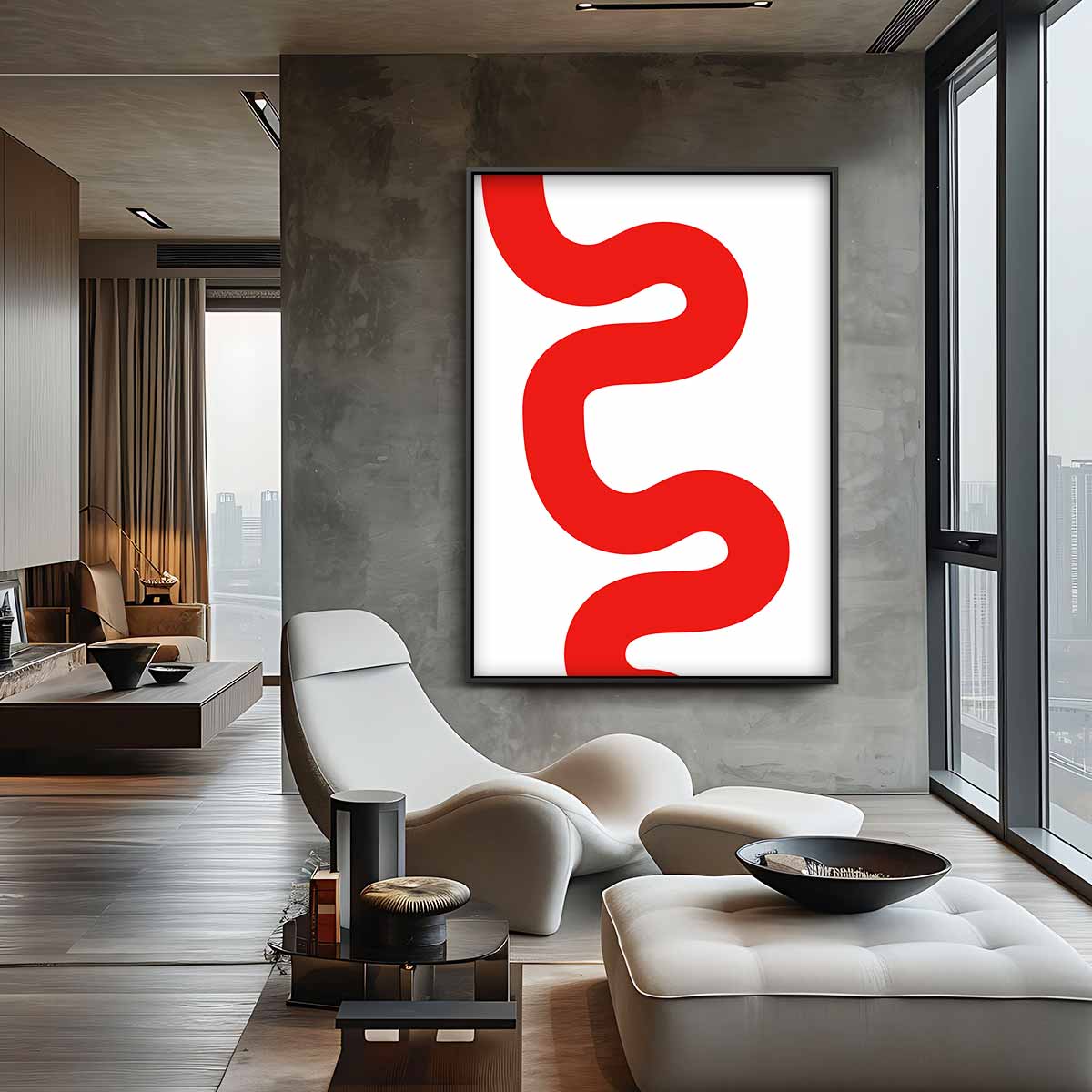 Speelse Rode Golf Kunstwerk-canvas-dibond-plexiglas-wanddecoratie-WallArtistic