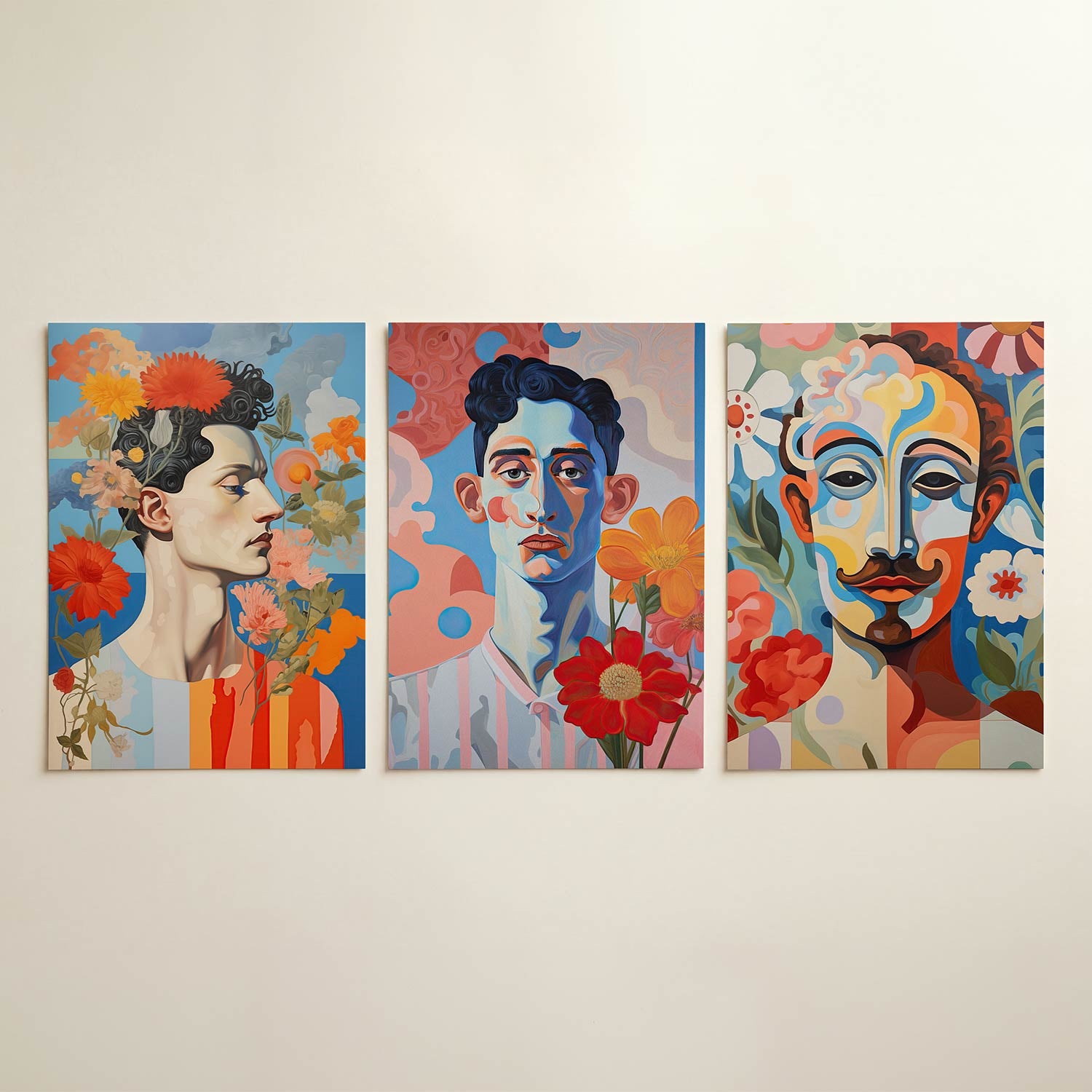 Bloemen en portret Posterset