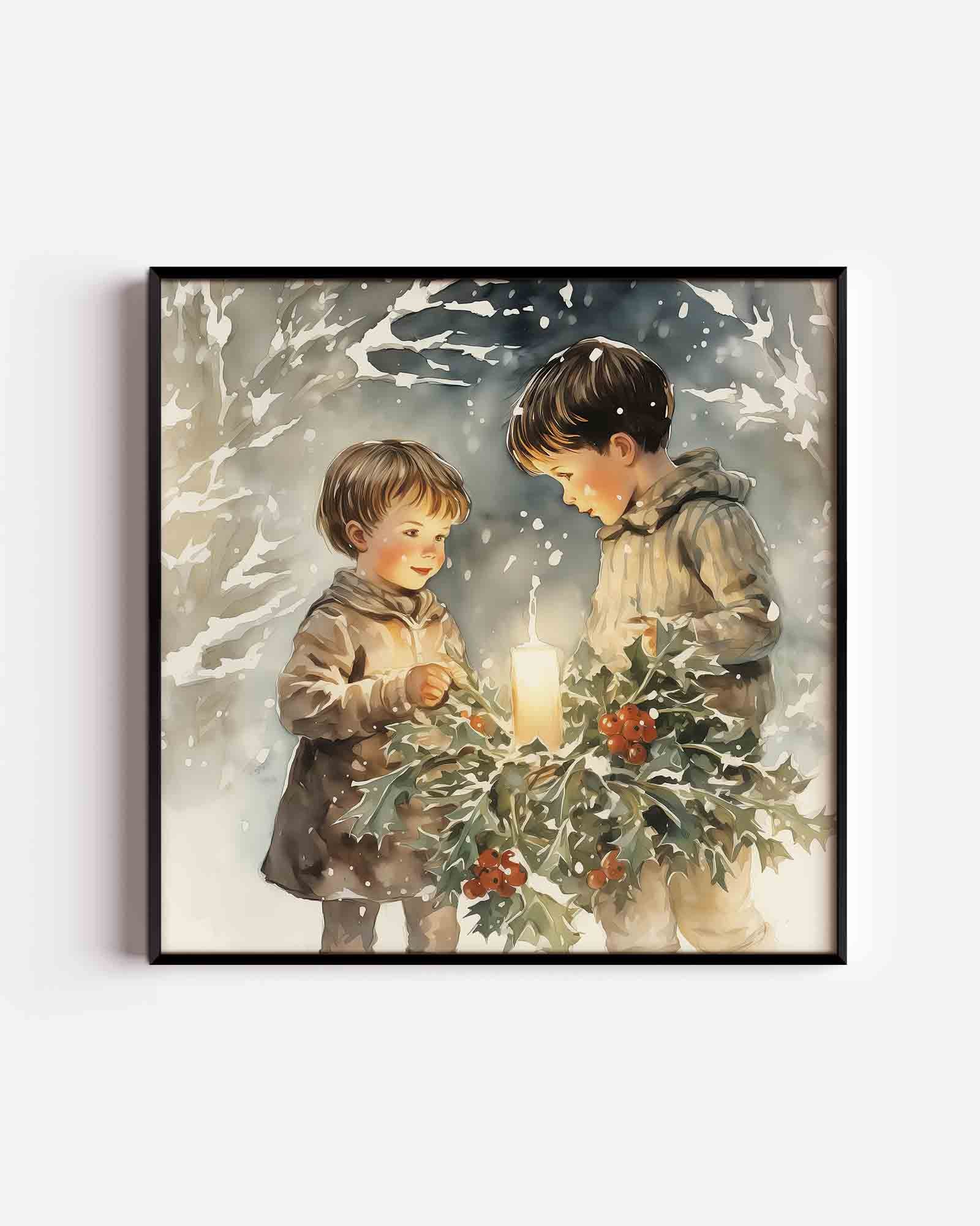 Kinderen met kaars Poster