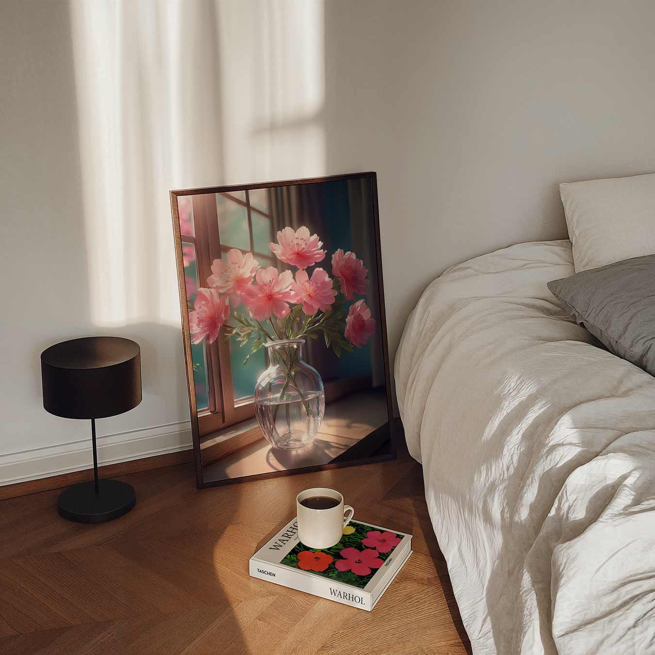 Romantische Bloemen bij het Raam Poster
