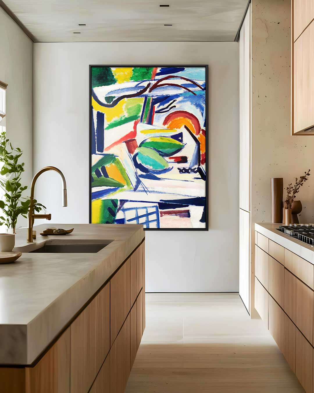 Kleurrijke Abstracte Compositie Kunstwerk-canvas-dibond-plexiglas-wanddecoratie-WallArtistic