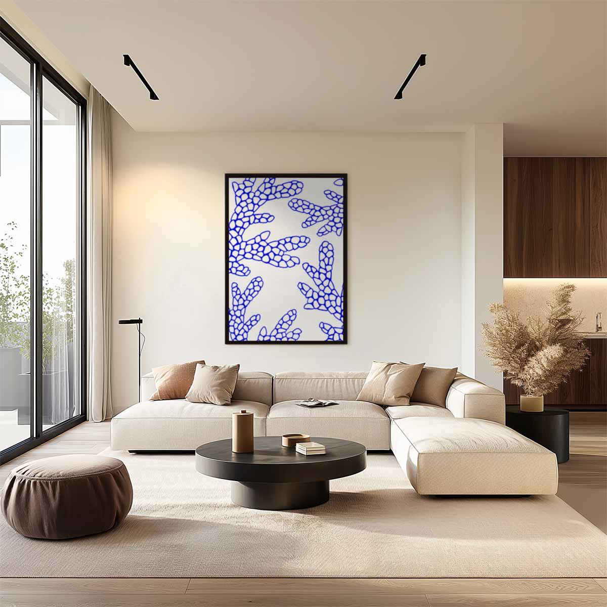 Blauwe Koraaldroom Poster Kunstwerk-canvas-dibond-plexiglas-wanddecoratie-WallArtistic
