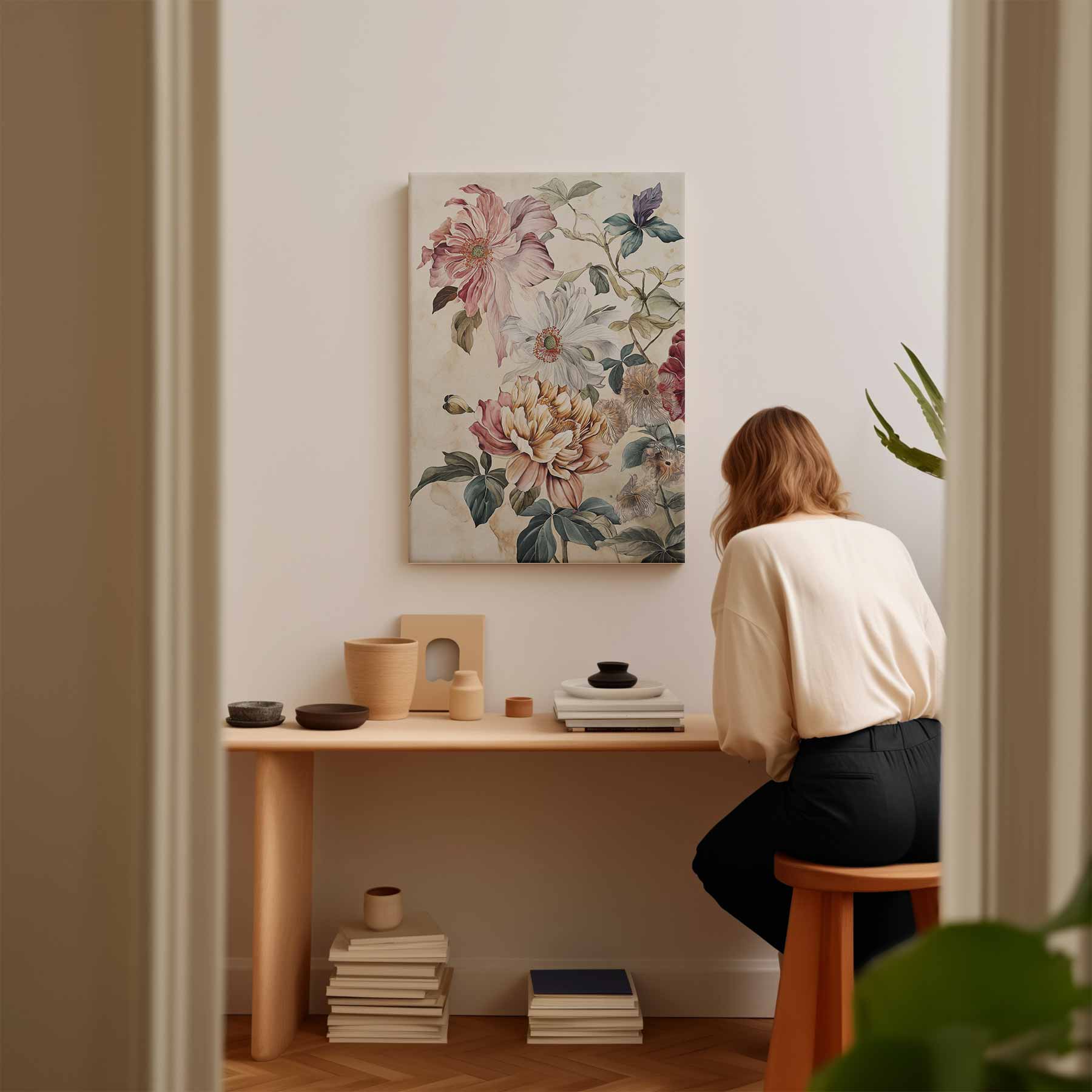 Bloemenpracht in Aquarel Kunstwerk-canvas-dibond-plexiglas-wanddecoratie-WallArtistic
