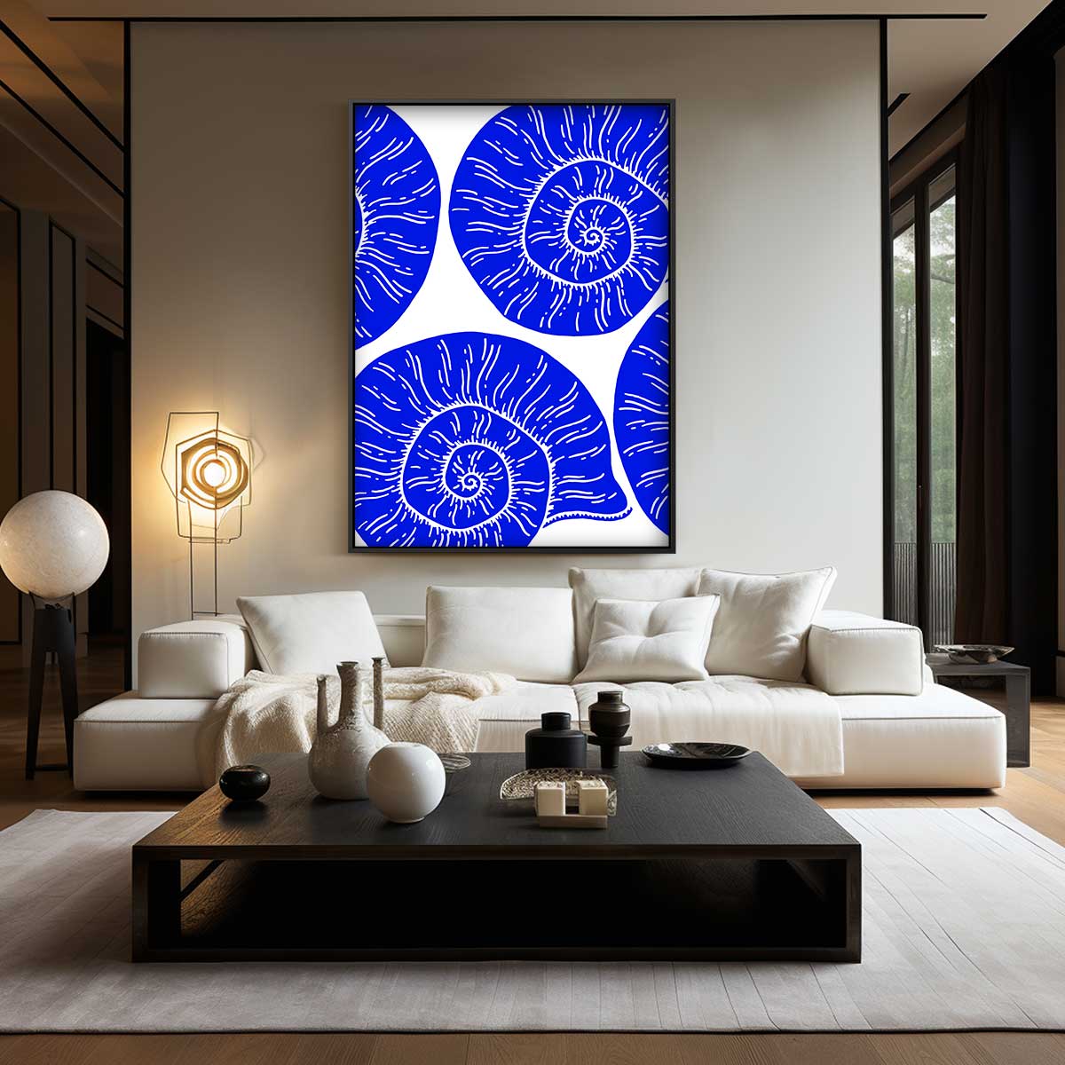 Blauwe Spiralen Kunstwerk-canvas-dibond-plexiglas-wanddecoratie-WallArtistic