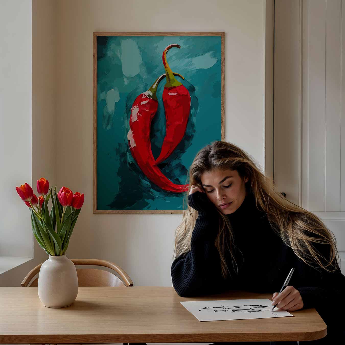 Pittige Paprika Kunstposter-WallArtistic