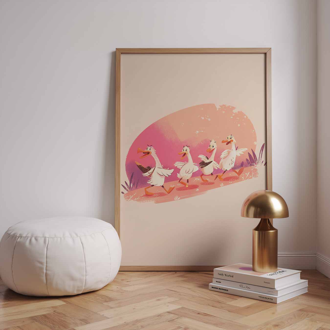 Vrolijke Eendenwandeling Poster-WallArtistic