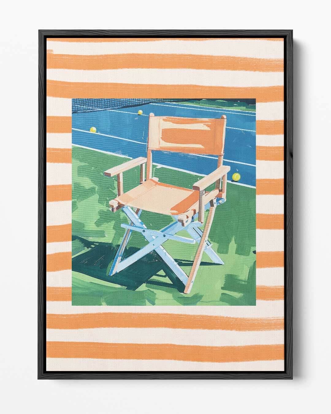 Zomerse Stoel op de Tennisbaan Kunstwerk-canvas-dibond-plexiglas-wanddecoratie-WallArtistic