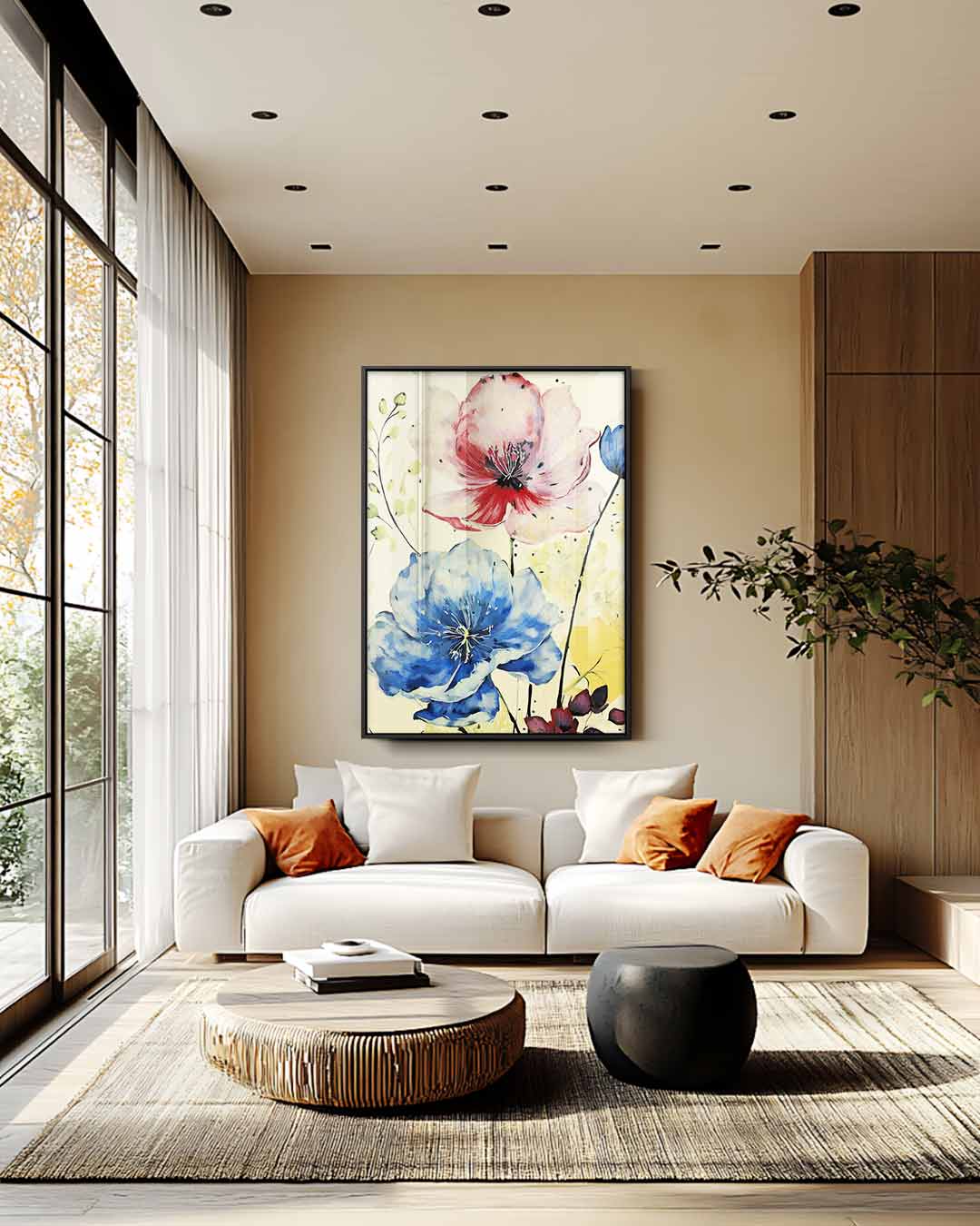 Bloemenpracht in Aquarel Kunstwerk-canvas-dibond-plexiglas-wanddecoratie-WallArtistic