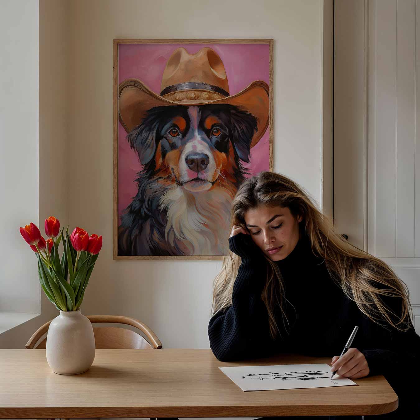 Cowboy Hond Portretposter-WallArtistic