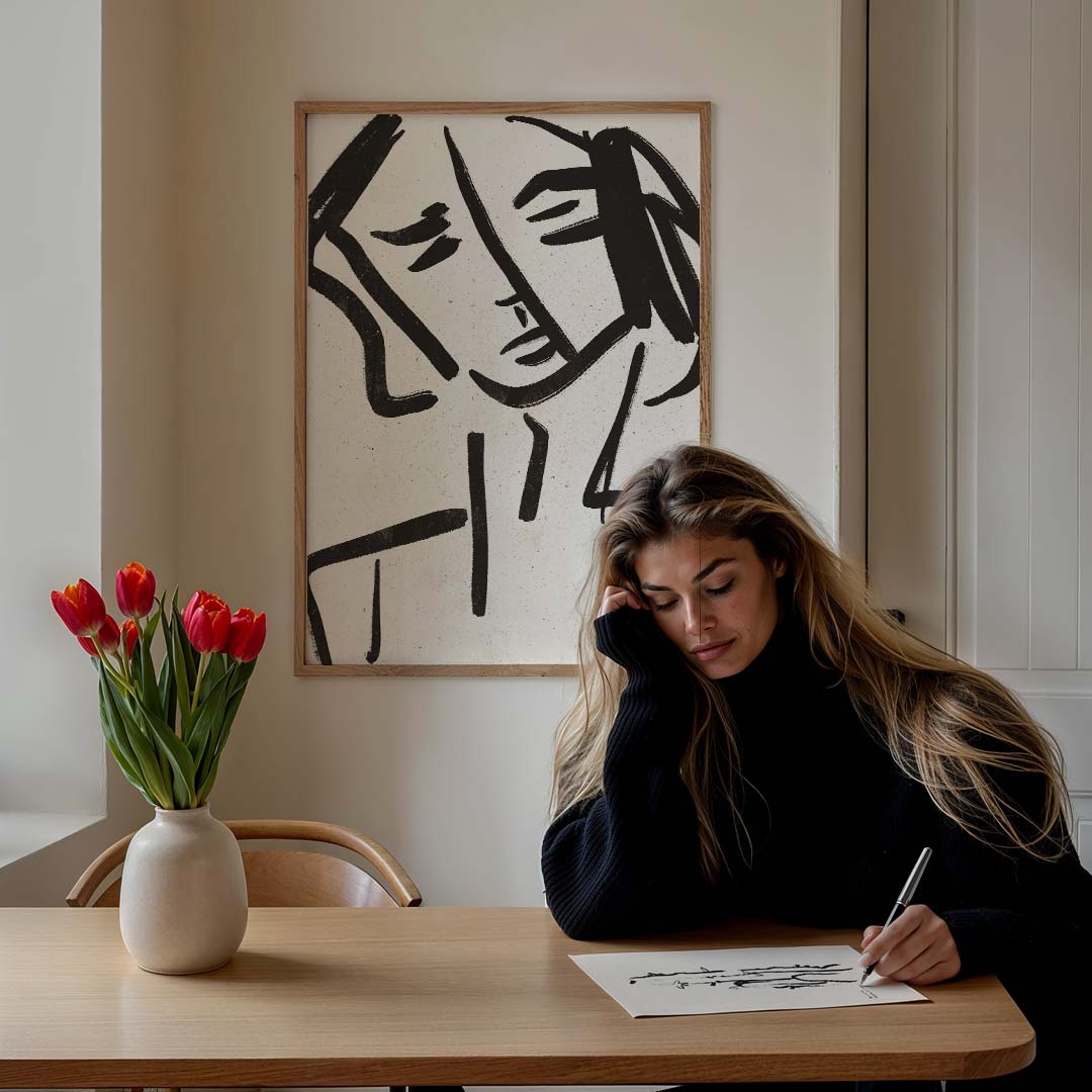 Eigenzinnige Lijntekening Vrouw Poster-WallArtistic