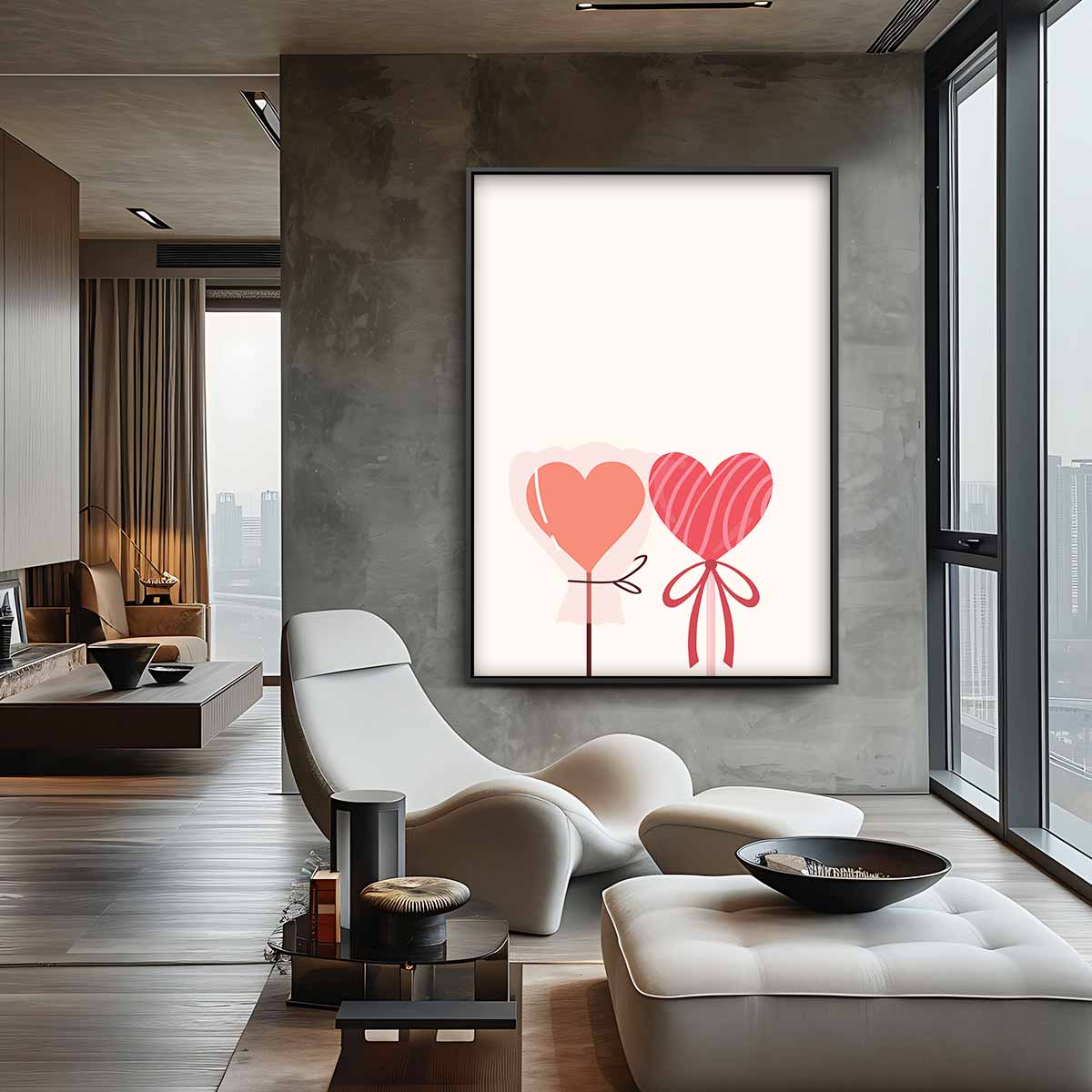 Hart Lollie Illustratie Kunstwerk-canvas-dibond-plexiglas-wanddecoratie-WallArtistic