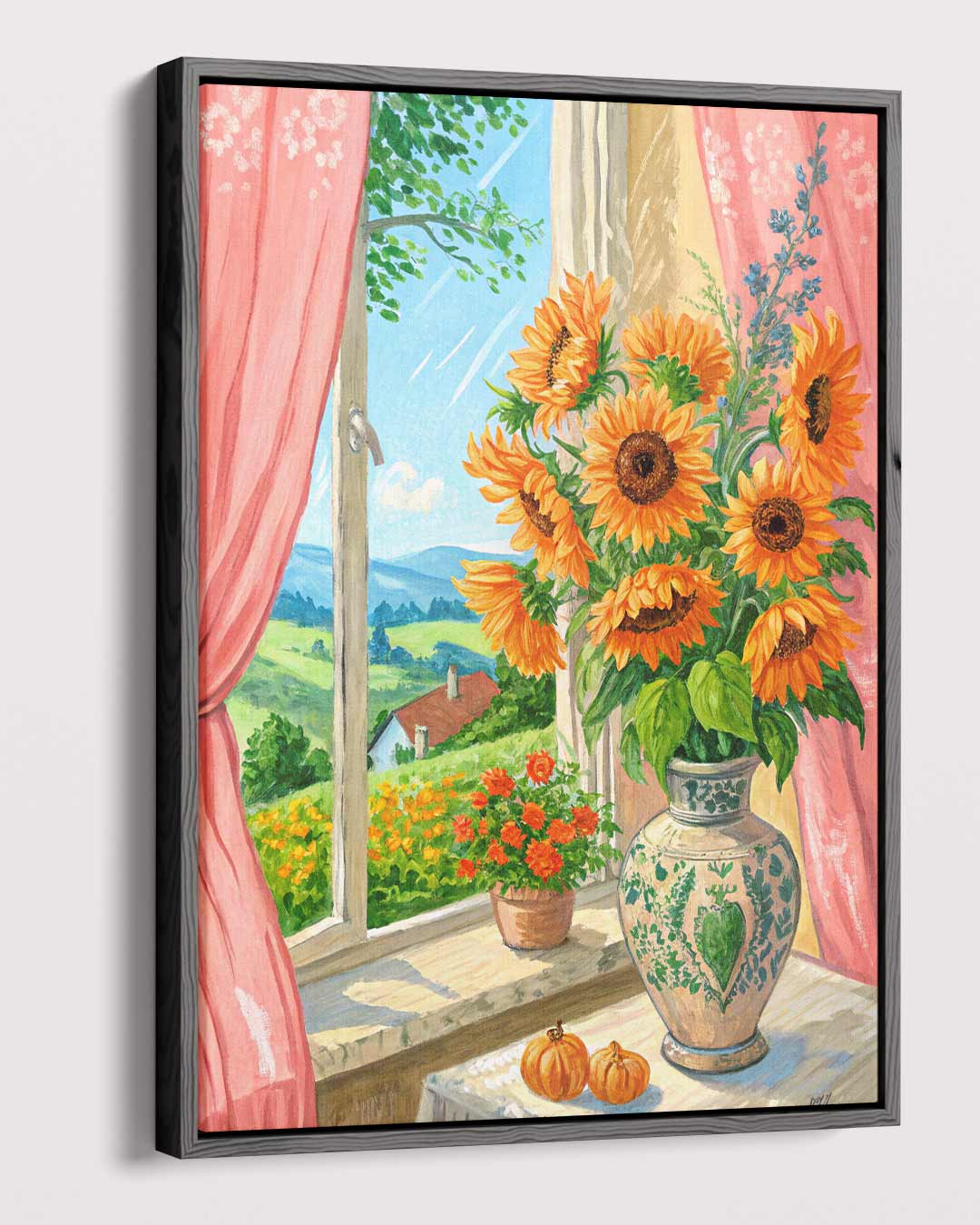Zomers Arrangement bij het Venster Kunstwerk-canvas-dibond-plexiglas-wanddecoratie-WallArtistic