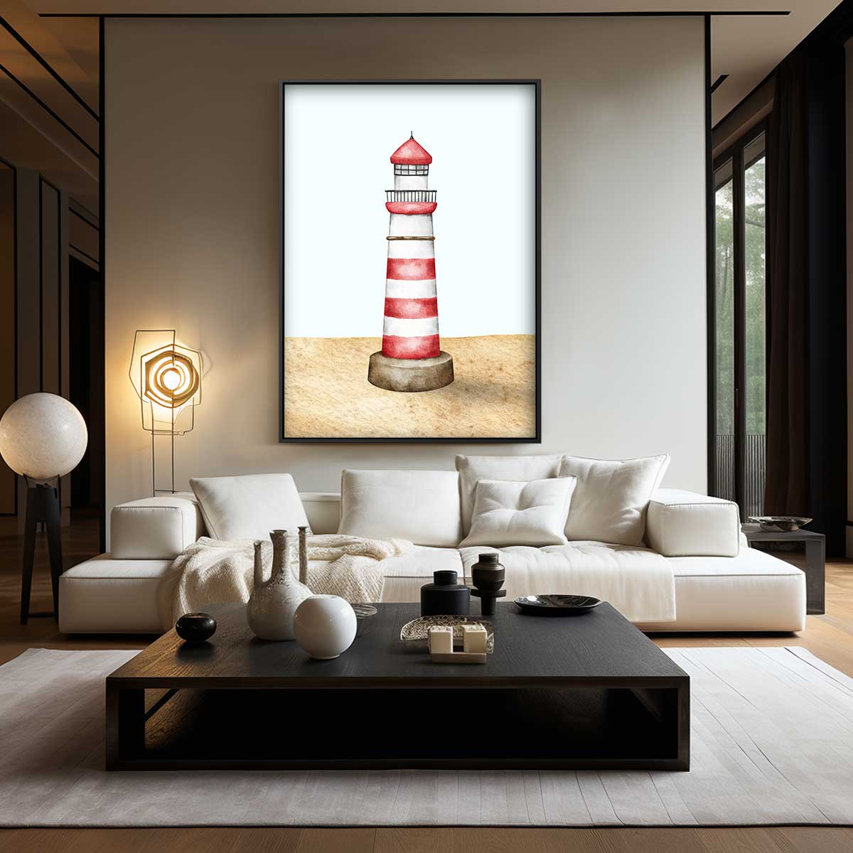 Magische Vuurtoren aan Zee Kunstwerk-canvas-dibond-plexiglas-wanddecoratie-WallArtistic