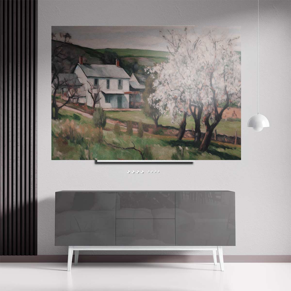 Lentehuis met Bloesem Kunstwerk-canvas-dibond-plexiglas-wanddecoratie-WallArtistic