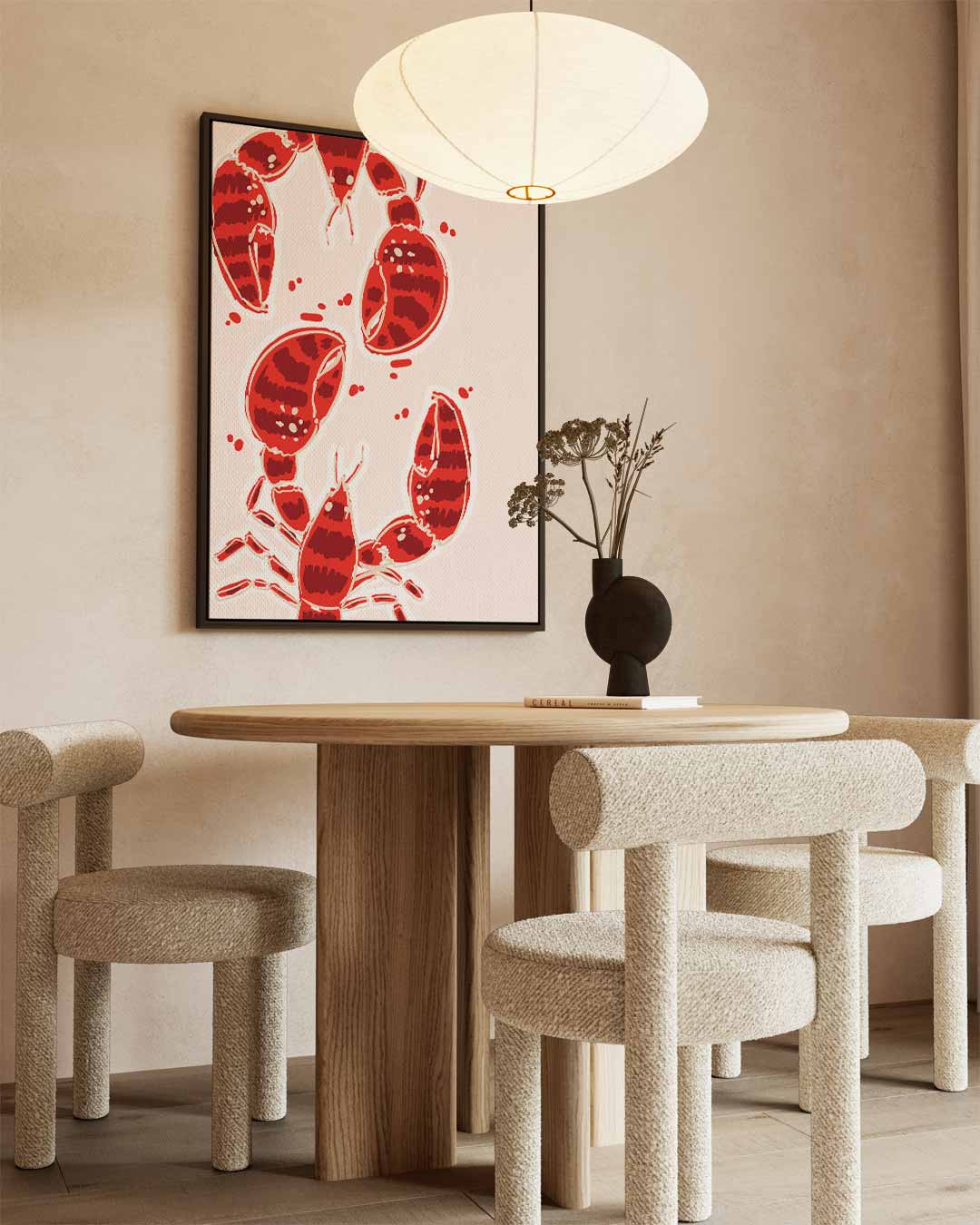 Speelse Kreeften Illustratie Kunstwerk-canvas-dibond-plexiglas-wanddecoratie-WallArtistic