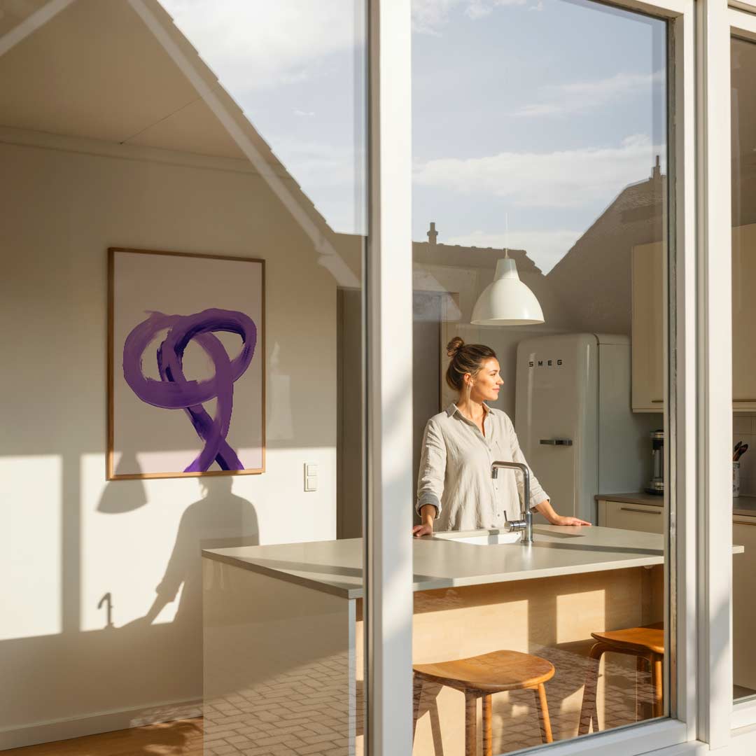 Moderne Lijnkunst Paars Poster-WallArtistic