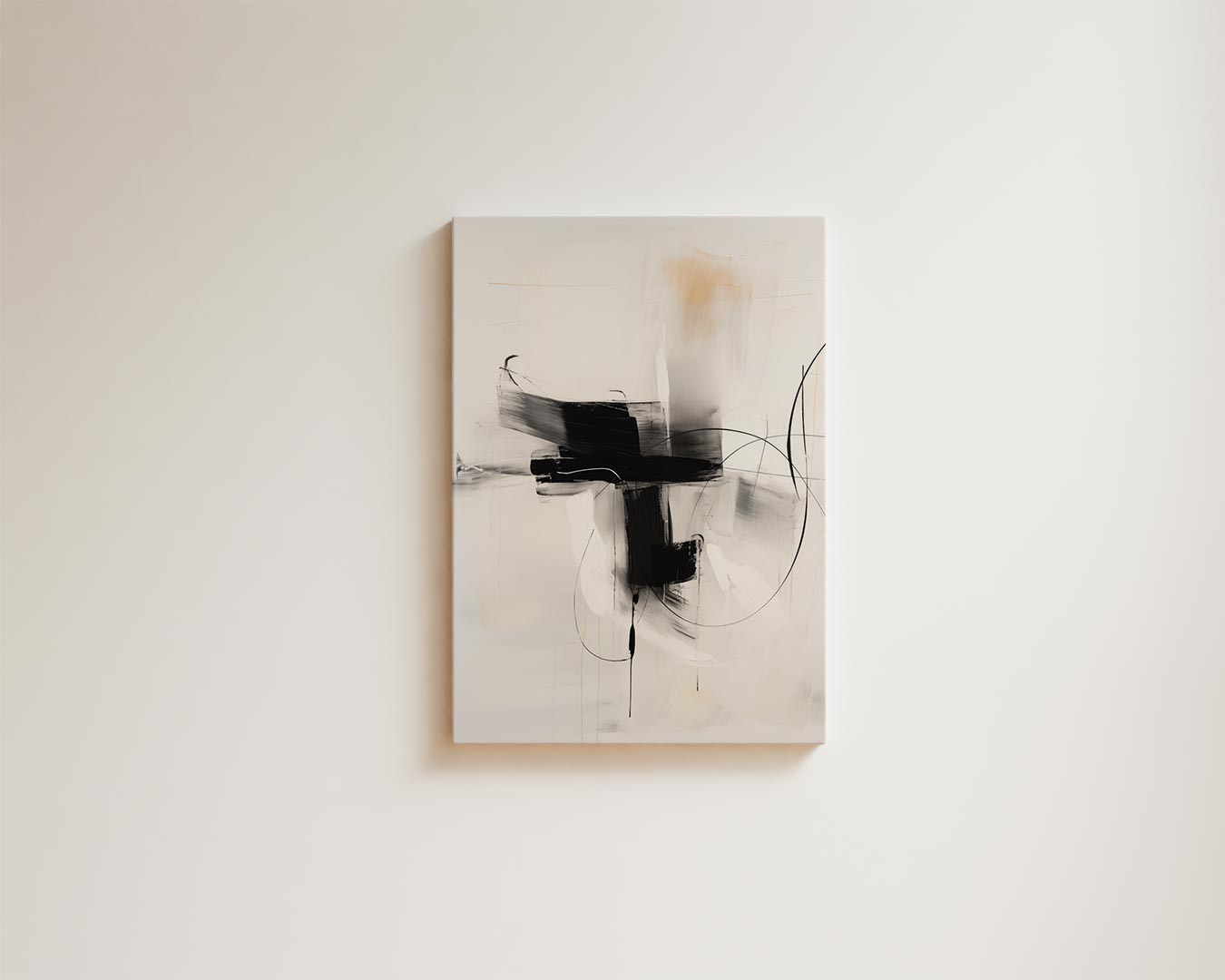 Dynamisch Abstract Zwart-Wit Schilderij Kunstwerk-canvas-dibond-plexiglas-wanddecoratie-WallArtistic