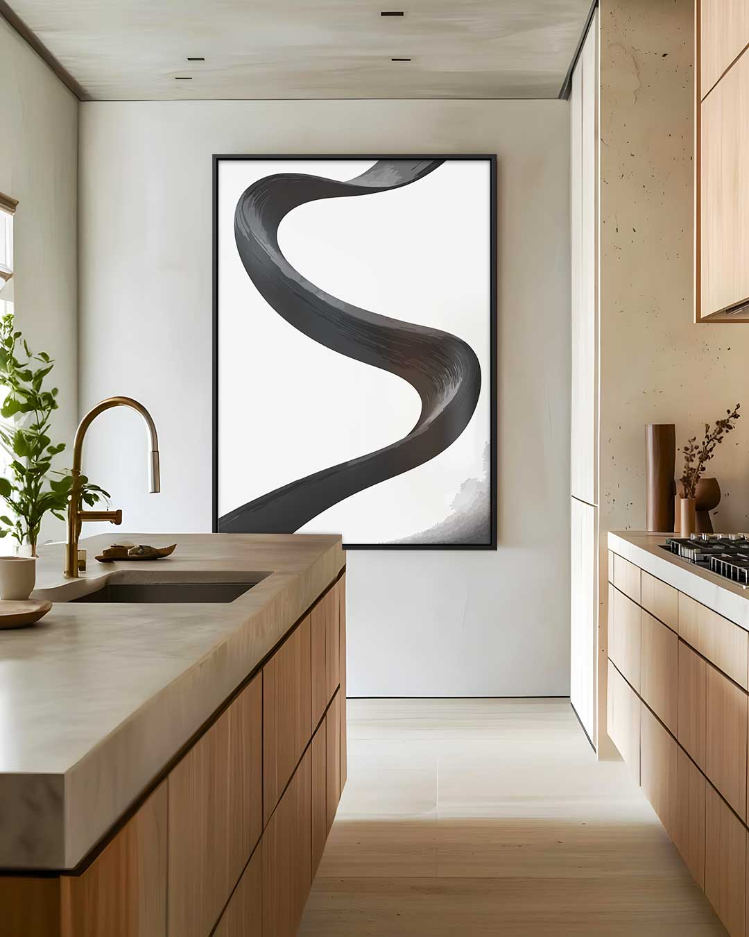 Zwarte Slang Beweging Kunstwerk-canvas-dibond-plexiglas-wanddecoratie-WallArtistic