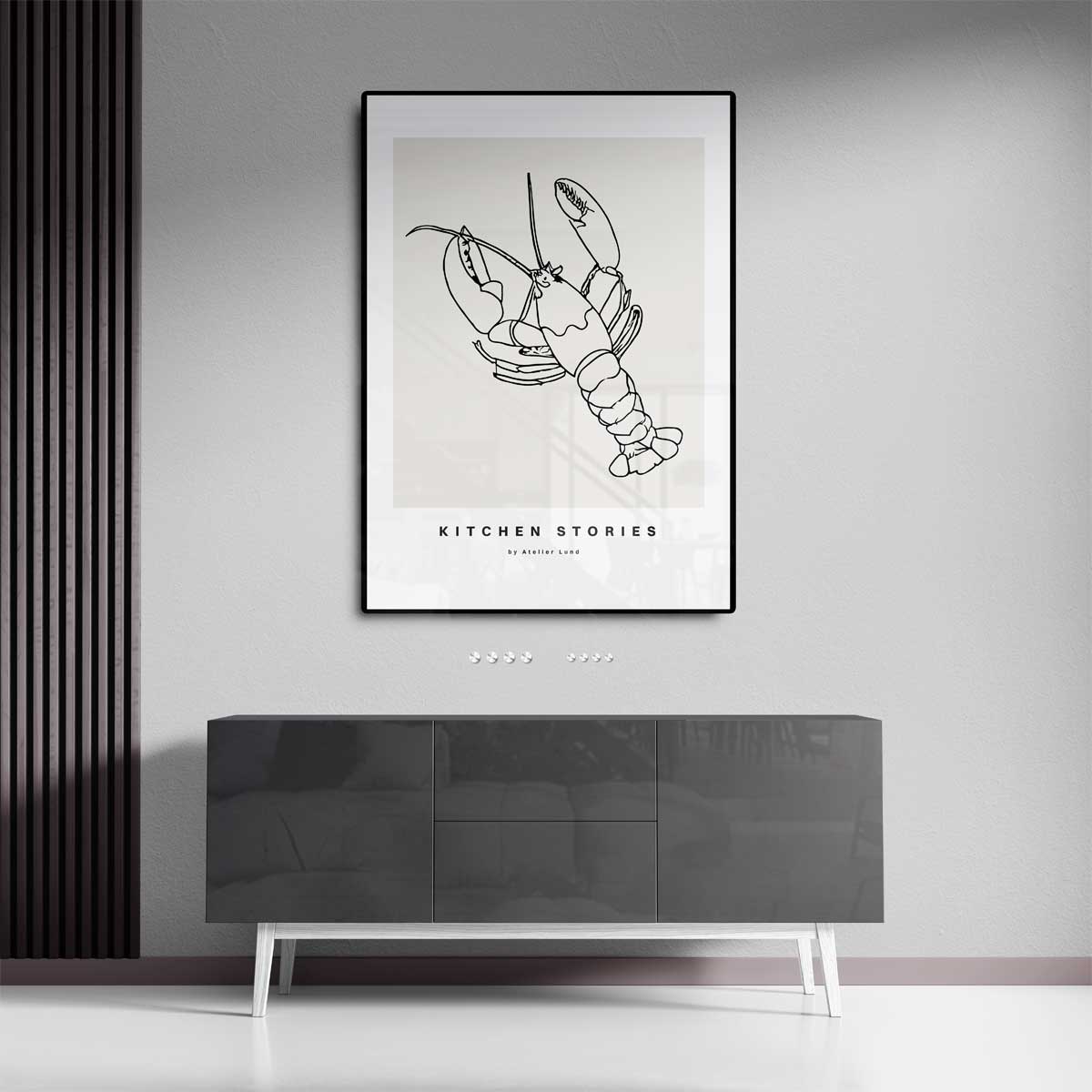 Keukenverhalen: Eenvoudige Kreeft Kunstwerk-canvas-dibond-plexiglas-wanddecoratie-WallArtistic