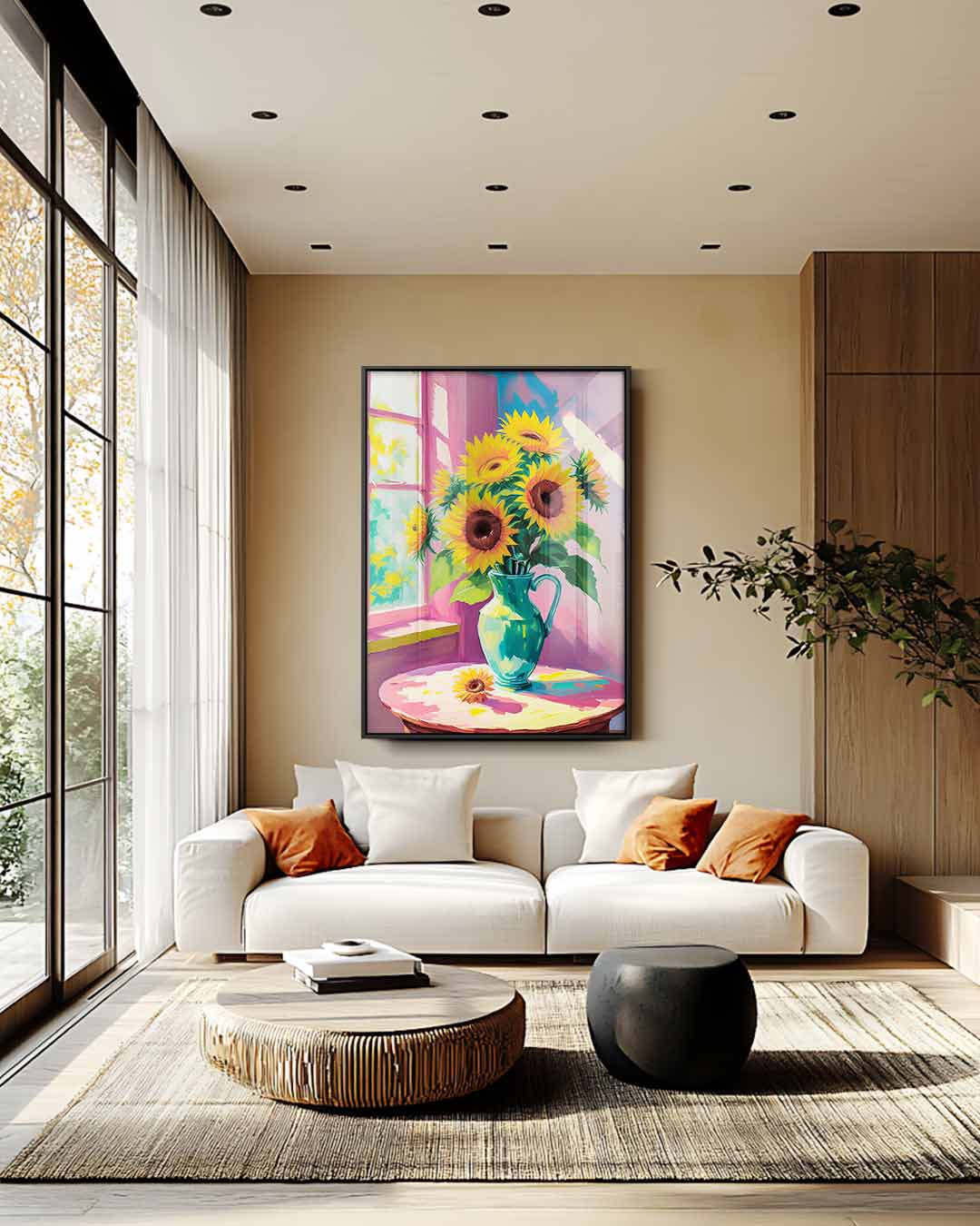 Stralende Zonnebloemen Kunstwerk-canvas-dibond-plexiglas-wanddecoratie-WallArtistic