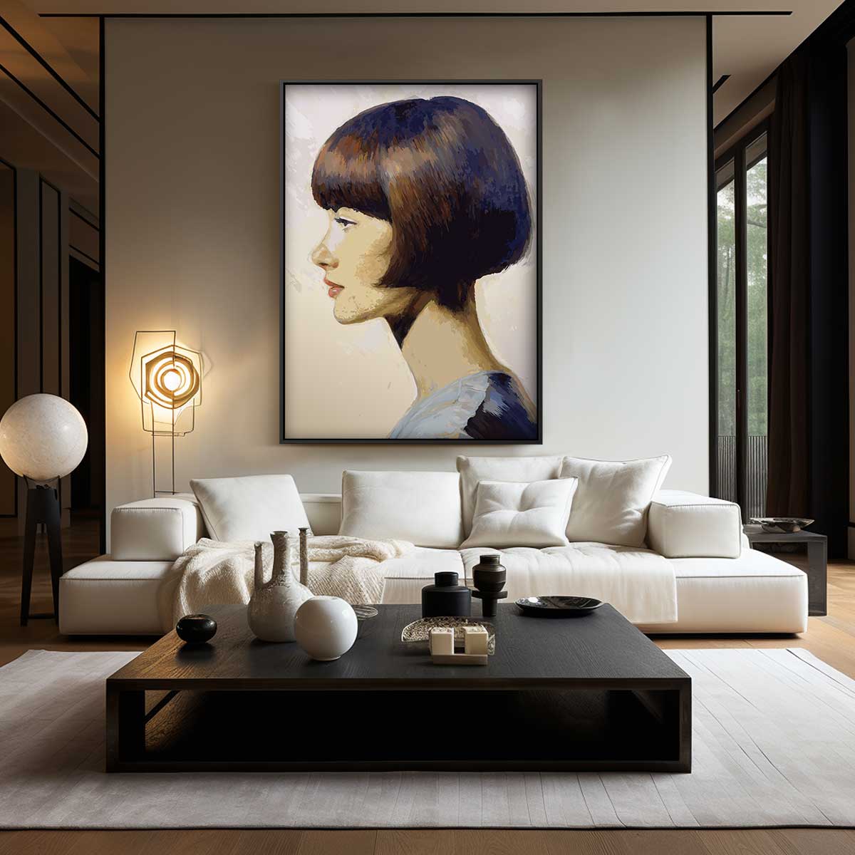 Modern Portret in Profiel Kunstwerk-canvas-dibond-plexiglas-wanddecoratie-WallArtistic