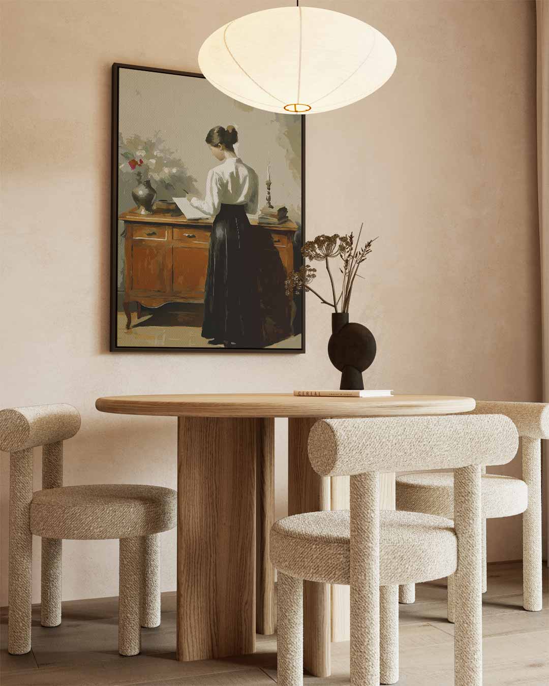 Vrouw Schrijvend aan Het Bureau Kunstwerk-canvas-dibond-plexiglas-wanddecoratie-WallArtistic
